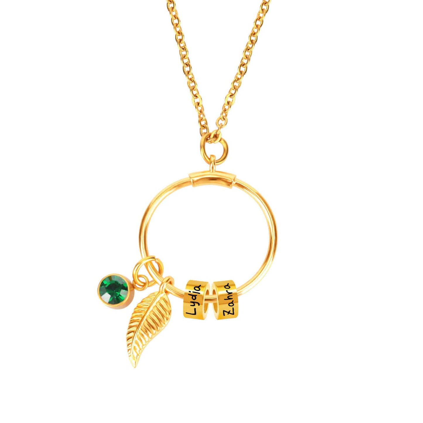 collana personalizzabile con cerchi incisi e nomi acciaio