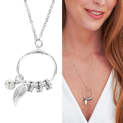 collana personalizzabile con cerchi incisi e nomi acciaio