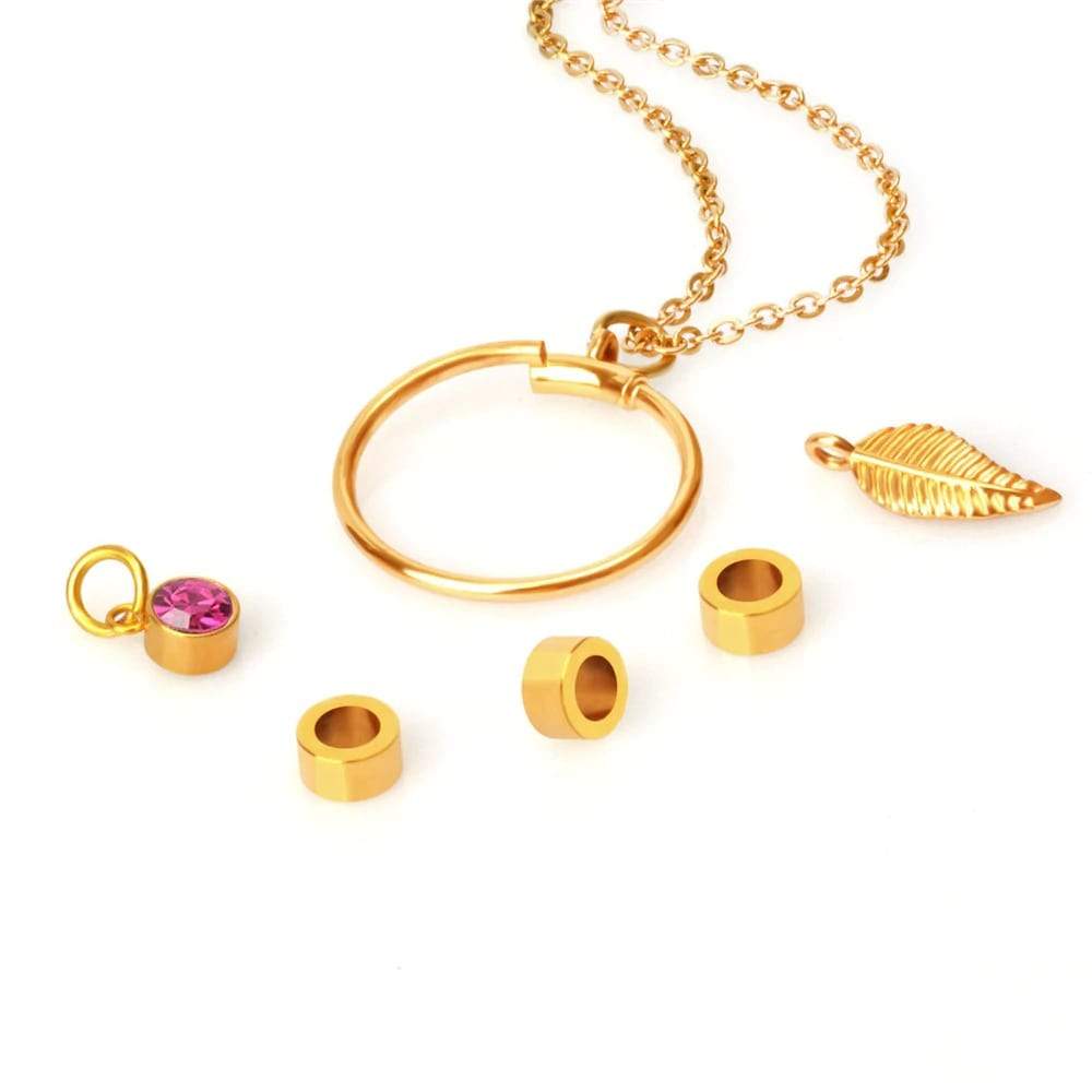 collana personalizzabile con cerchi incisi e nomi acciaio