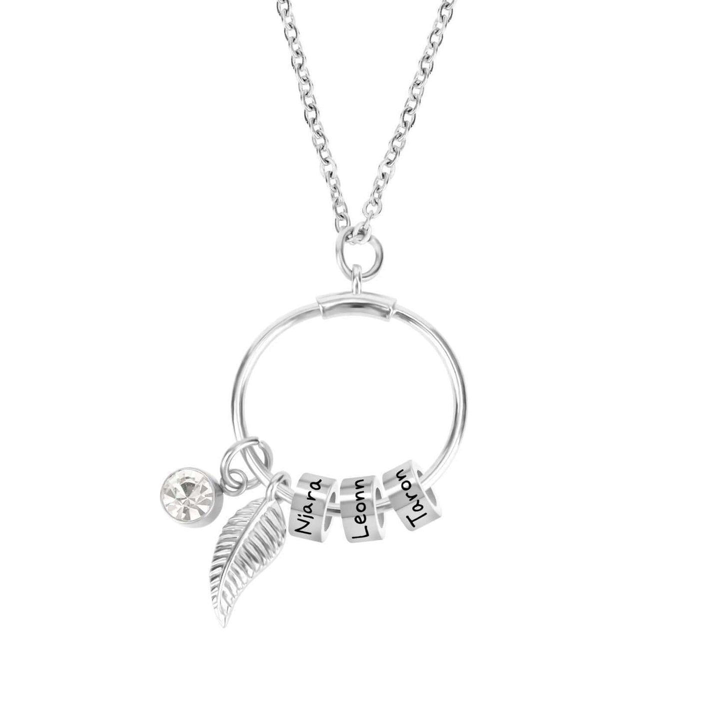 collana personalizzabile con cerchi incisi e nomi acciaio