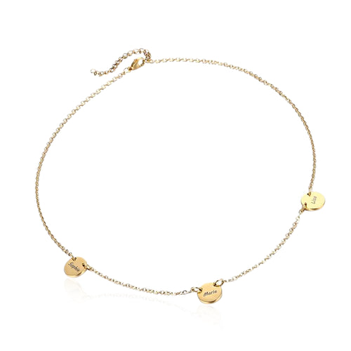 Collana Personalizzata 3 Ciondoli Incisi Acciaio Placcato Oro o Color Argento