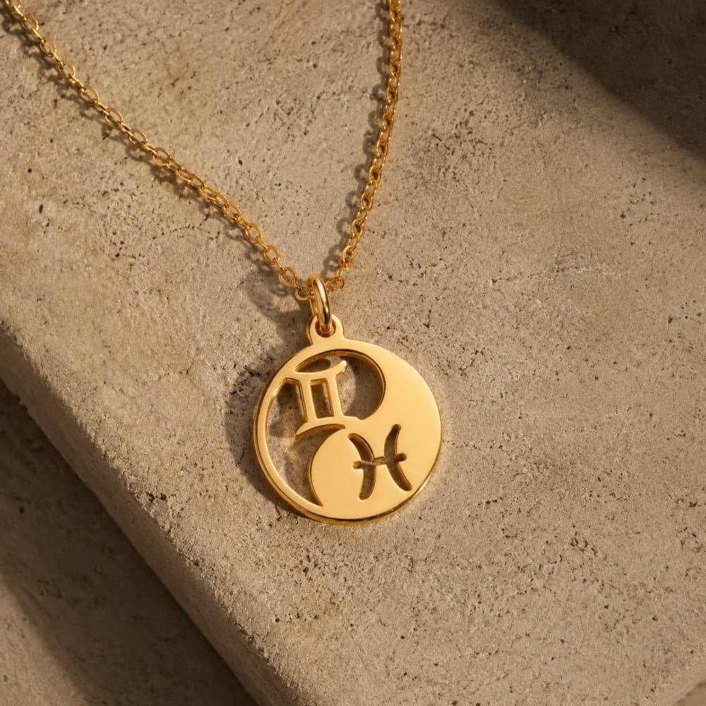 collana personalizzata con due simboli zodiacali in acciaio