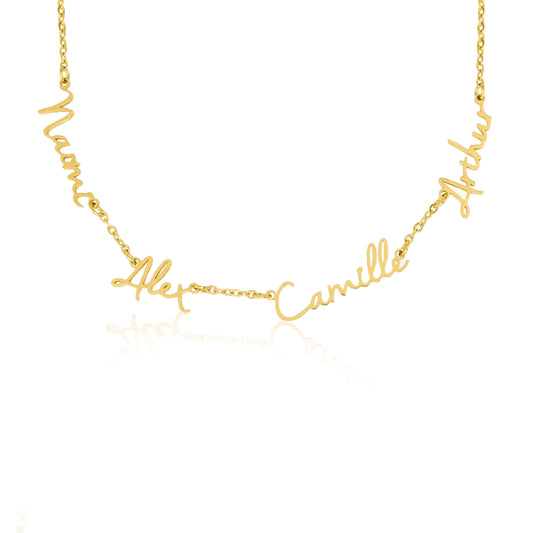 collana personalizzata con nomi in acciaio inossidabile e oro 18k