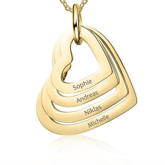 collana personalizzata con nomi su cuori in acciaio
