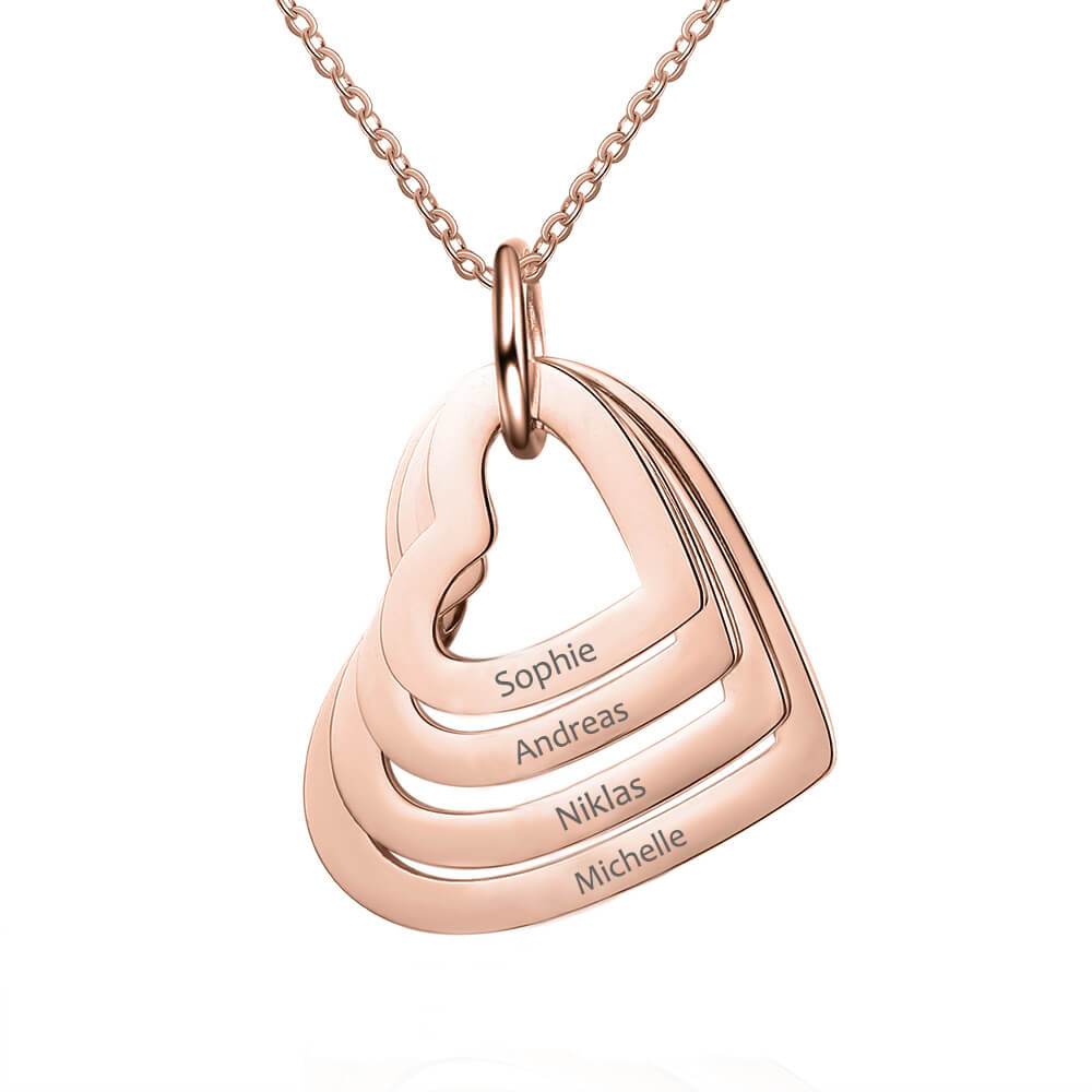 collana personalizzata con nomi su cuori in acciaio