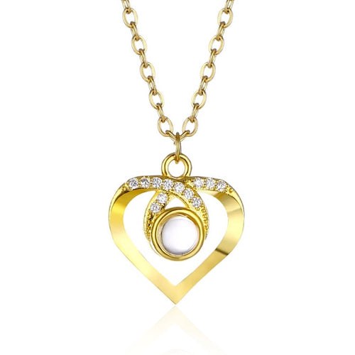 Collana con Foto Proiezione Personalizzata Zirconi Placcato Oro o Color Argento