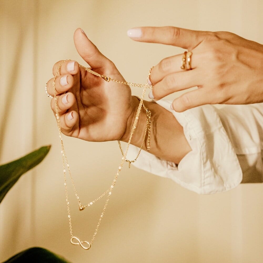 Collana Infinito e Cuore Oro