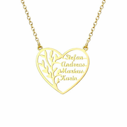 Collana Albero della Vita con Nomi incisi in Argento, Oro, Oro Rosa