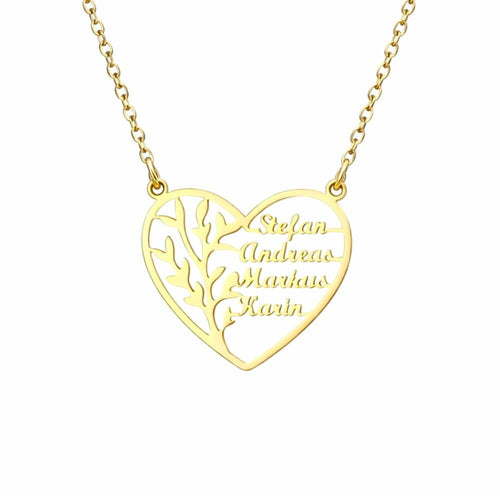 Collana Albero della Vita con Nomi incisi in Argento, Oro, Oro Rosa