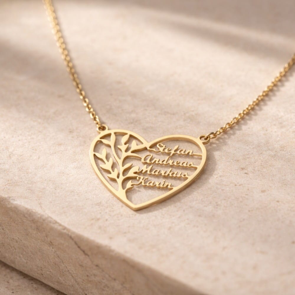 Collana Albero della Vita con Nomi incisi in Argento, Oro, Oro Rosa