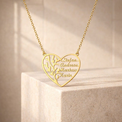 Collana Albero della Vita con Nomi incisi in Argento, Oro, Oro Rosa