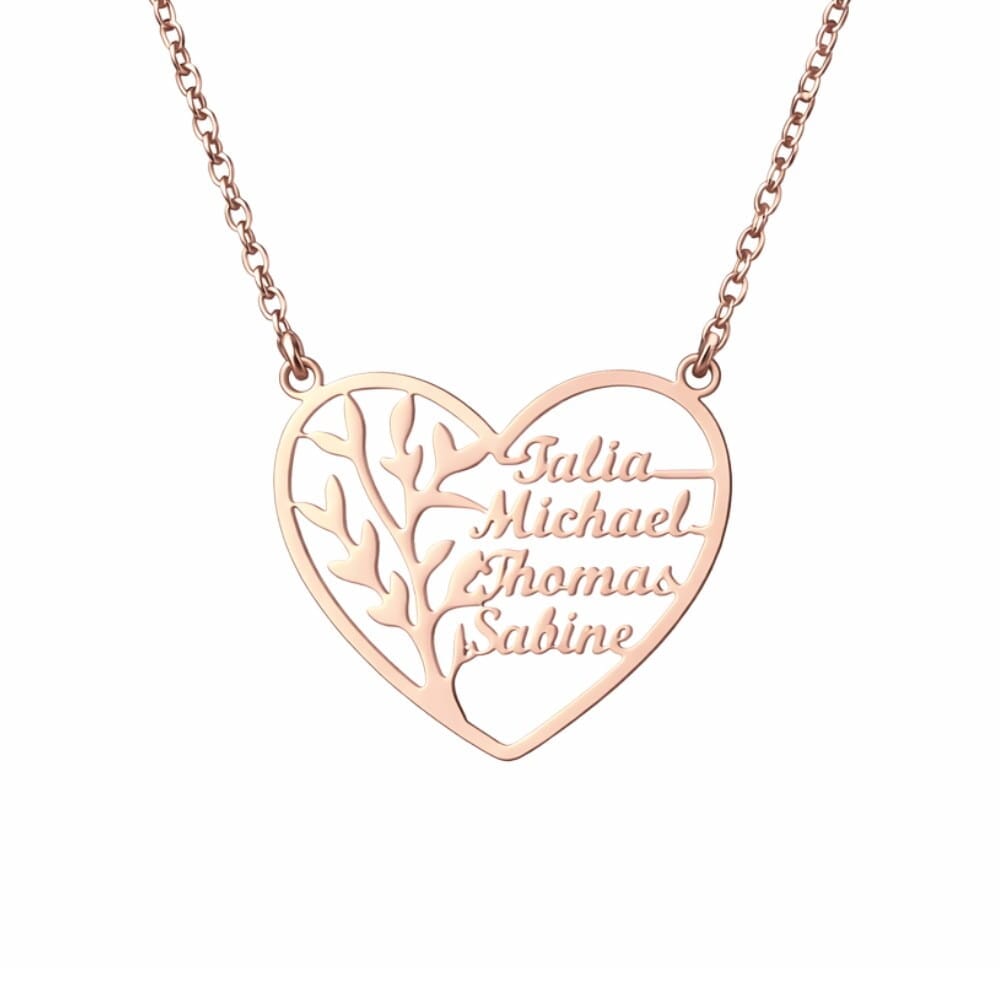 Collana Albero della Vita con Nomi incisi in Argento, Oro, Oro Rosa