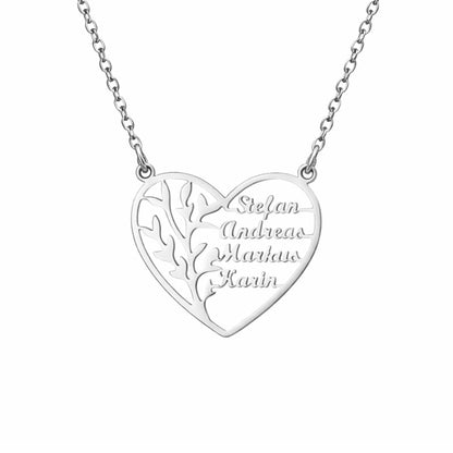 Collana Albero della Vita con Nomi incisi in Argento, Oro, Oro Rosa
