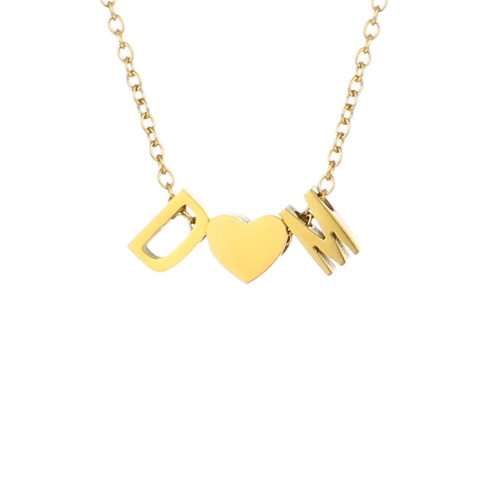 Collana con Iniziali e Cuore Personalizzata Oro Argento