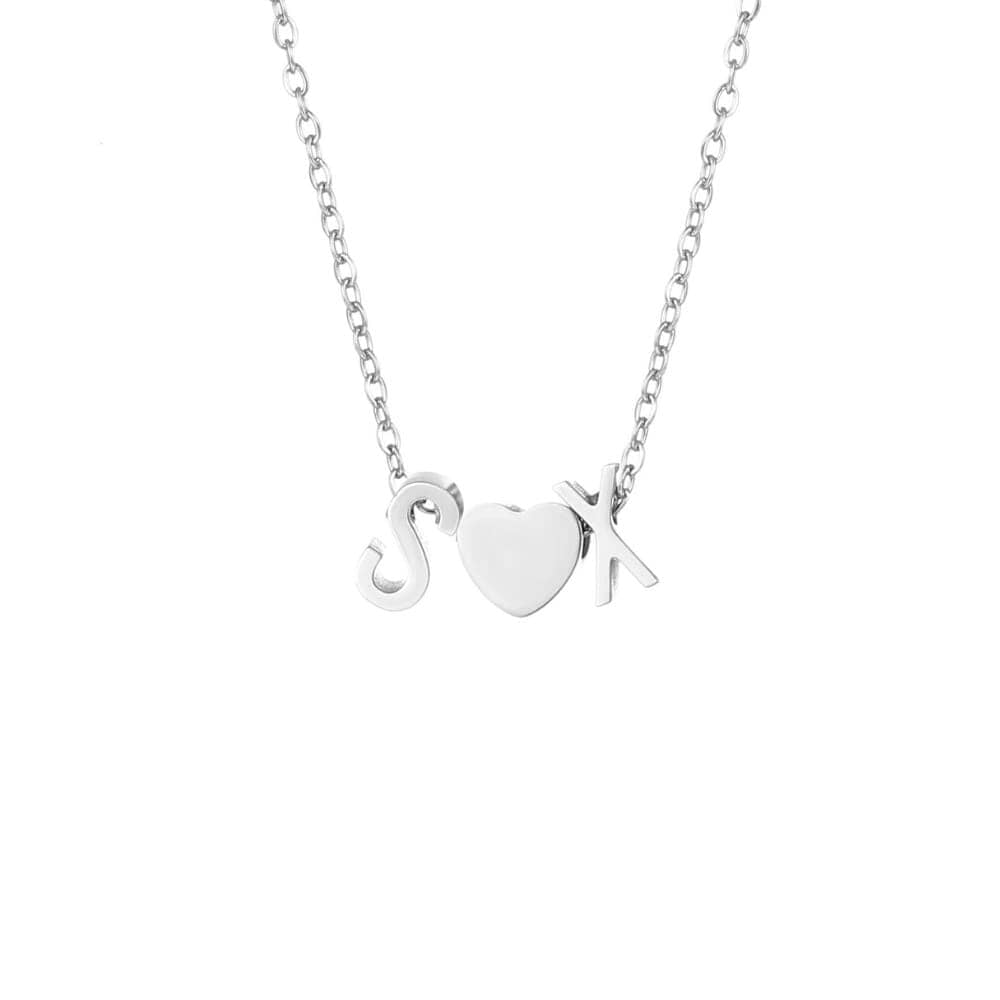 Collana con Iniziali e Cuore Personalizzata Oro Argento