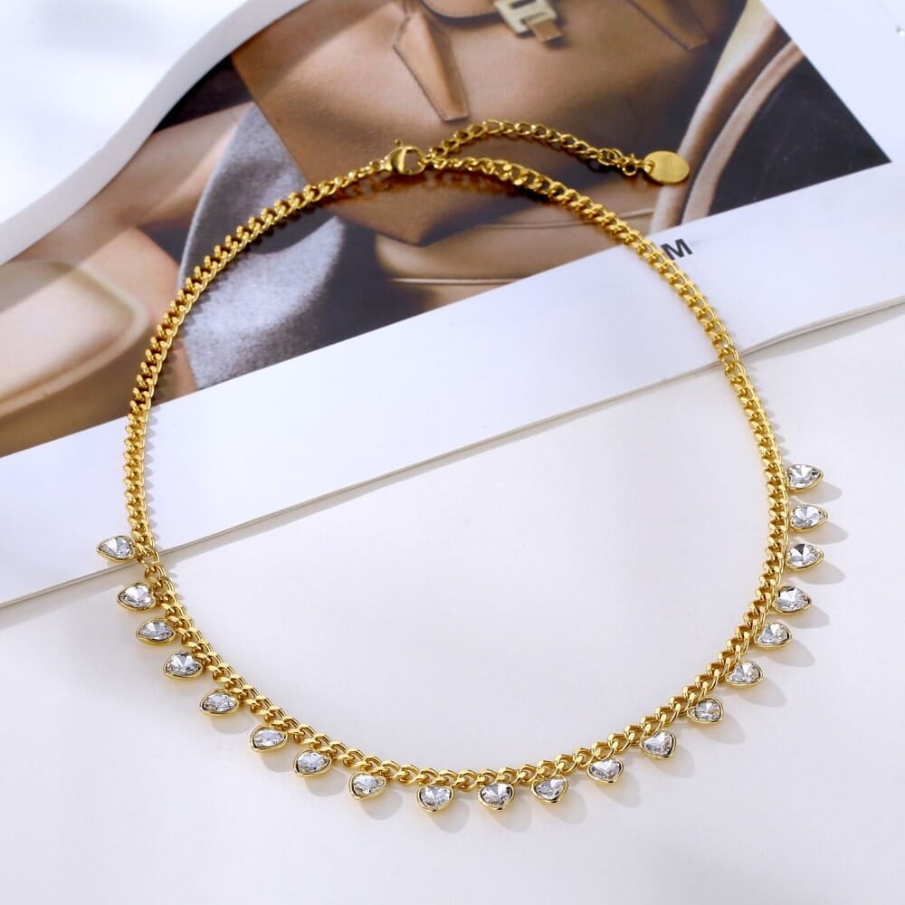 Collana Personalizzata Cuori Incisi in Acciaio Oro 18K