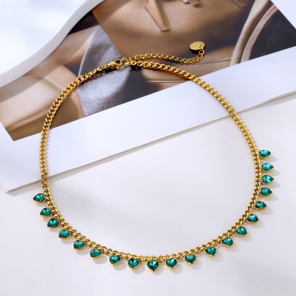 Collana Personalizzata Cuori Incisi in Acciaio Oro 18K