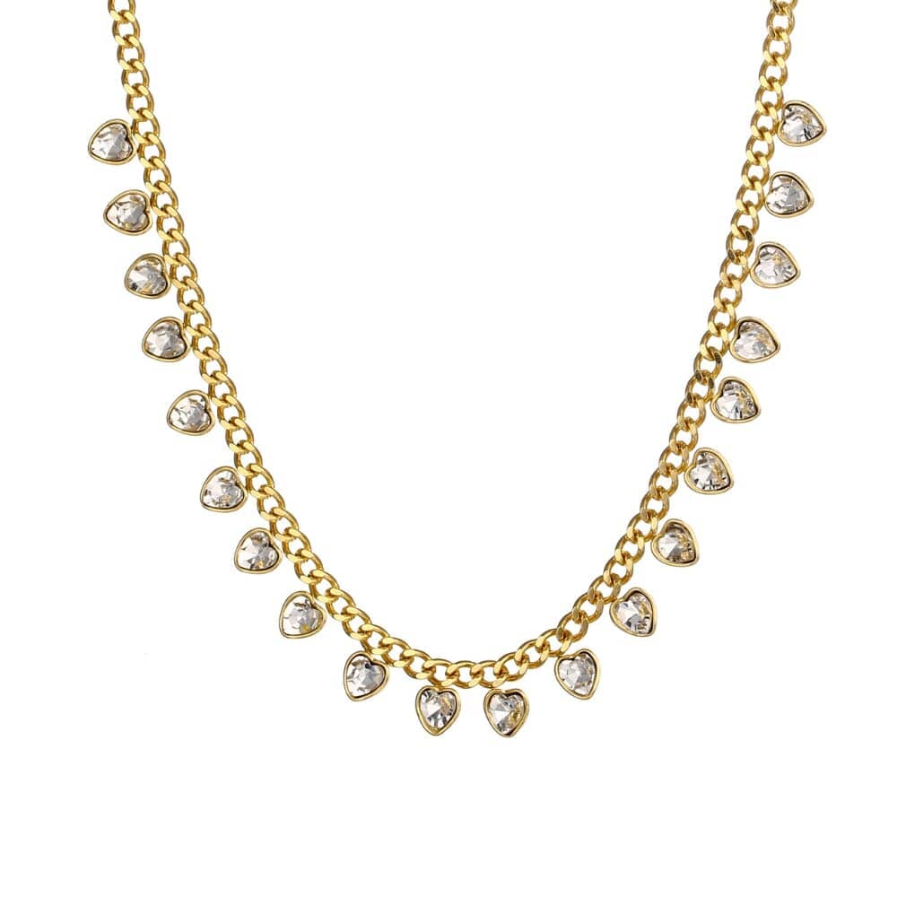 Collana Personalizzata Cuori Incisi in Acciaio Oro 18K
