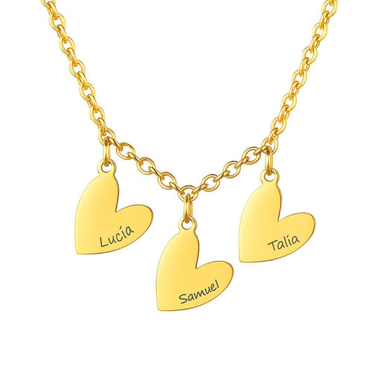 Collana Personalizzata con Cuori Incisi Oro Argento