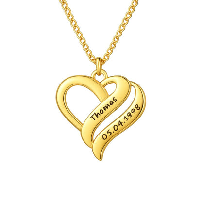 Collana Cuori Uniti Personalizzata con Nomi Oro/Argento/Oro Rosa