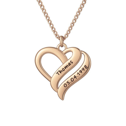 Collana Cuori Uniti Personalizzata con Nomi Oro/Argento/Oro Rosa