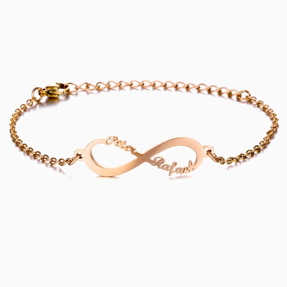 Bracciale Infinito Personalizzato con Nomi Acciaio