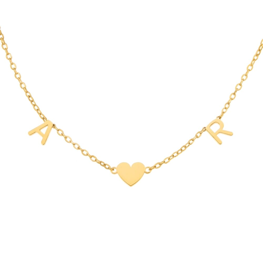Collana con Iniziali e Cuore Acciaio Inox