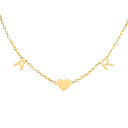 Collana con Iniziali e Cuore Acciaio Inox