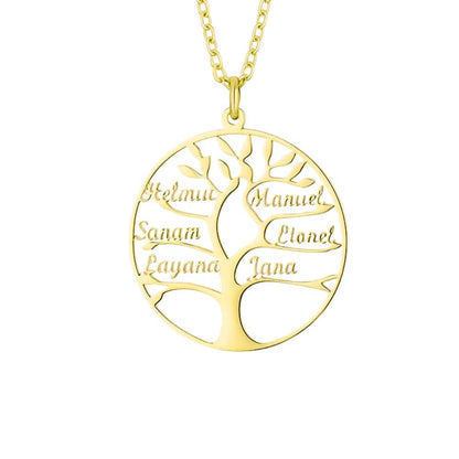 Collana Albero della Vita Personalizzata con Nomi Incisi Oro