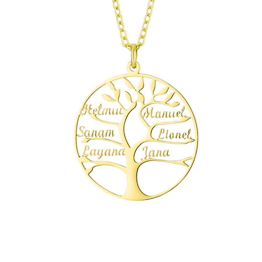 Collana Albero della Vita Personalizzata con Nomi Incisi Oro