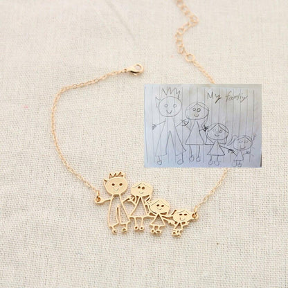 Collana Personalizzata con Disegno Bambini Acciaio Oro
