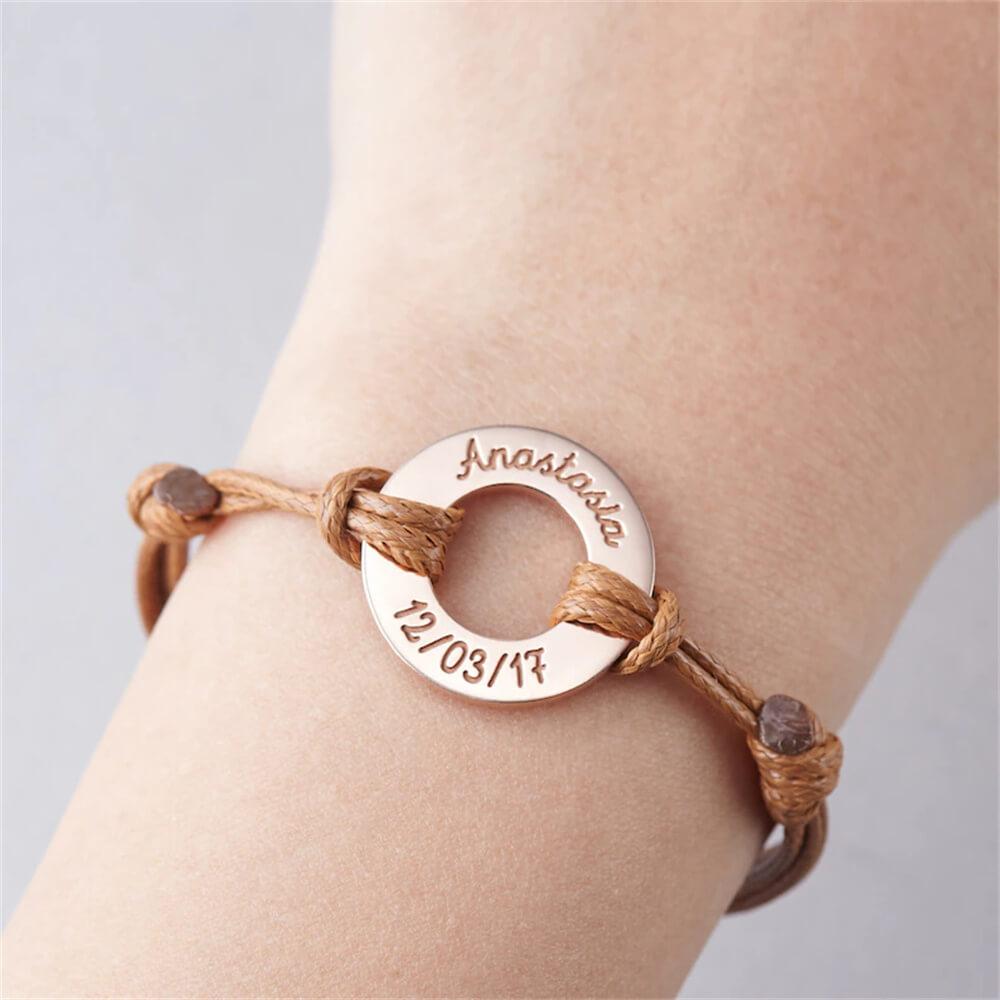 Bracciale Personalizzato con Anello Inciso Acciaio