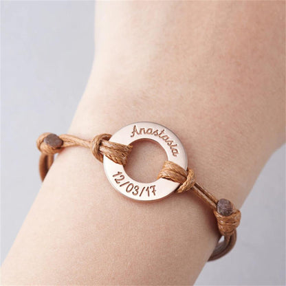 Bracciale Personalizzato con Anello Inciso Acciaio