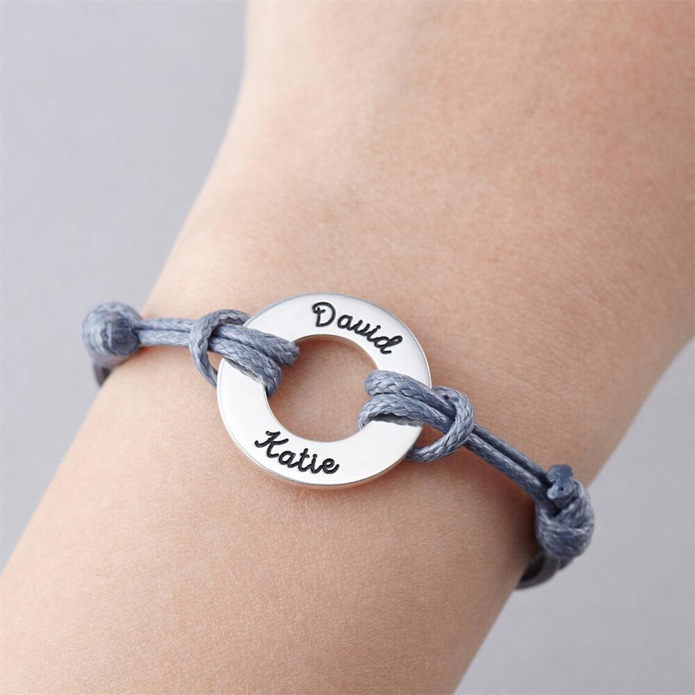 Bracciale Personalizzato con Anello Inciso Acciaio