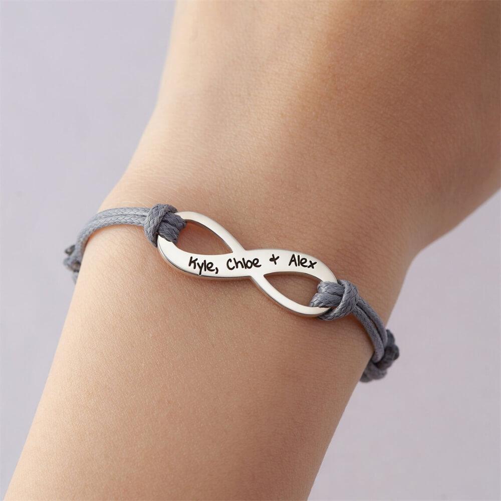 Bracciale Infinito Personalizzato Inciso Oro Rosa Argento