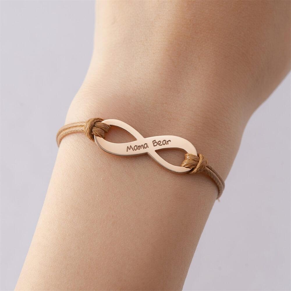 Bracciale Infinito Personalizzato Inciso Oro Rosa Argento