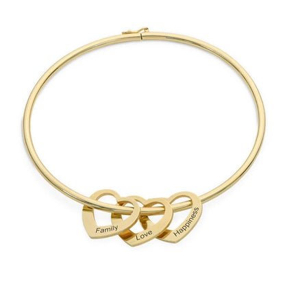 Bracciale Personalizzato con Cuori Incisi in Acciaio