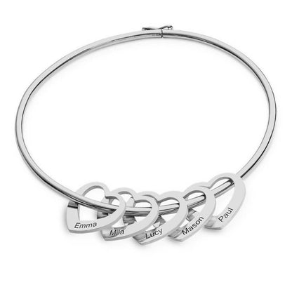 Bracciale Personalizzato con Cuori Incisi in Acciaio