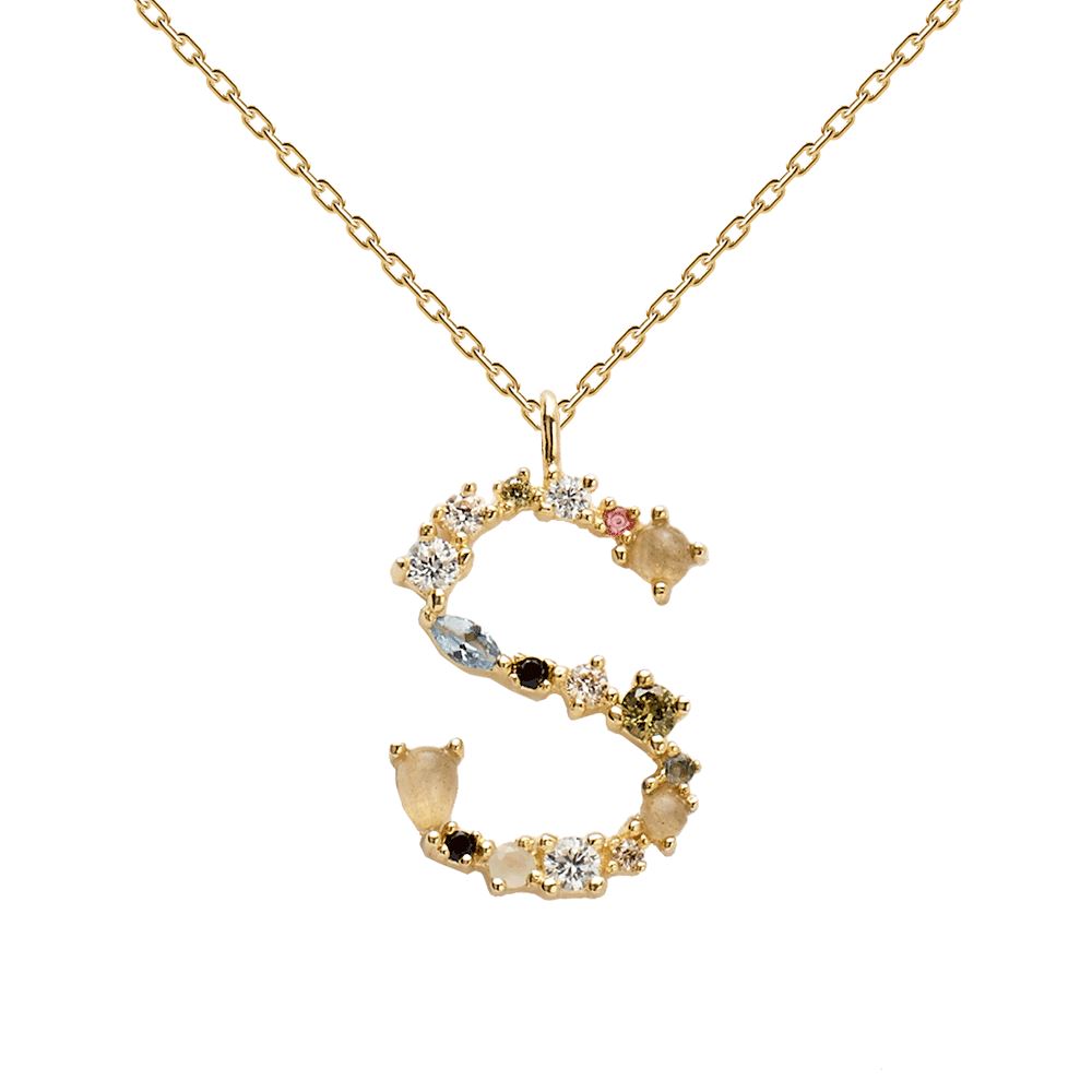 Collana con Iniziale Personalizzata in Argento Placcato Oro