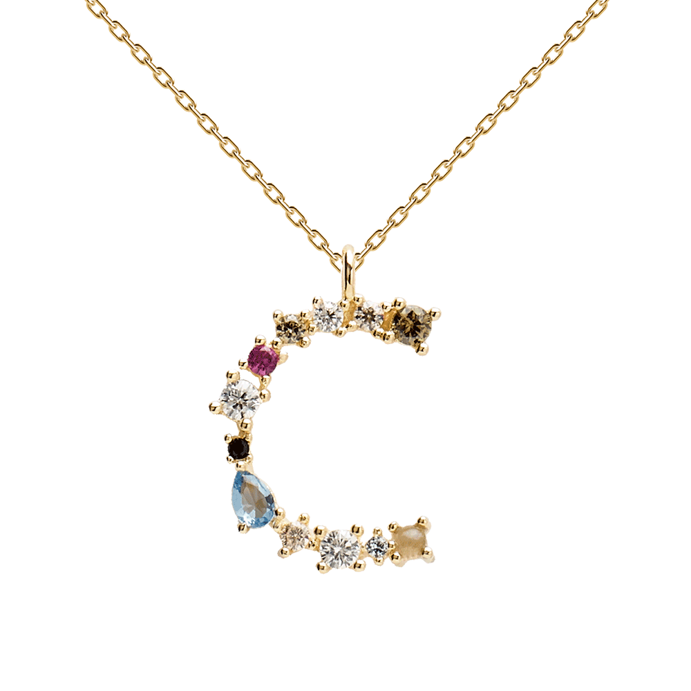 Collana con Iniziale Personalizzata in Argento Placcato Oro