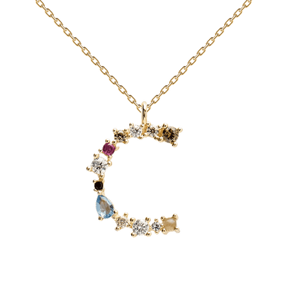 Collana con Iniziale Personalizzata in Argento Placcato Oro