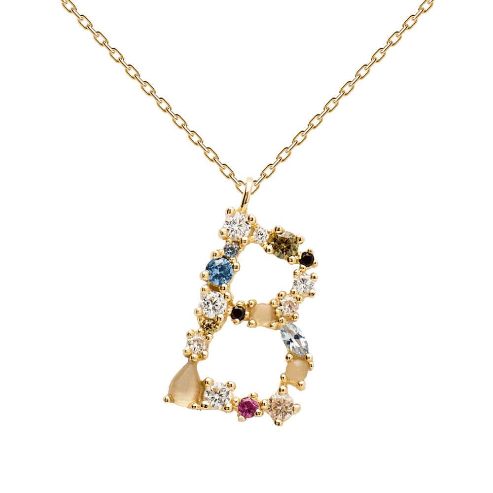 Collana con Iniziale Personalizzata in Argento Placcato Oro