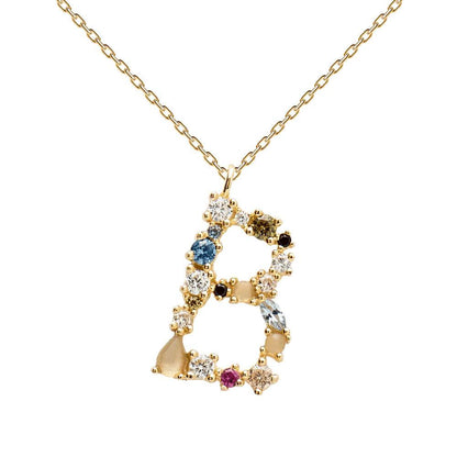Collana con Iniziale Personalizzata in Argento Placcato Oro
