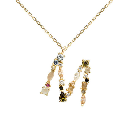 Collana con Iniziale Personalizzata in Argento Placcato Oro