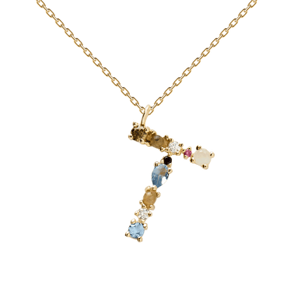 Collana con Iniziale Personalizzata in Argento Placcato Oro