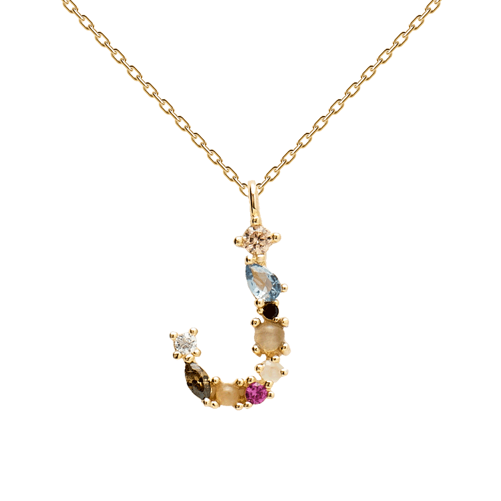 Collana con Iniziale Personalizzata in Argento Placcato Oro