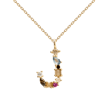 Collana con Iniziale Personalizzata in Argento Placcato Oro