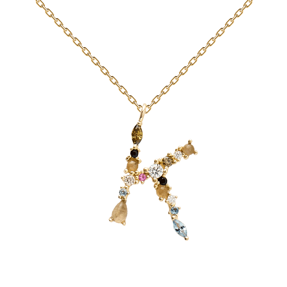 Collana con Iniziale Personalizzata in Argento Placcato Oro