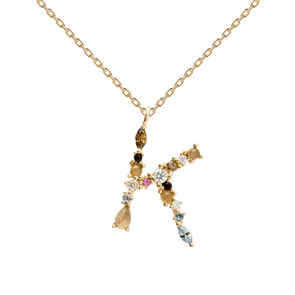 Collana con Iniziale Personalizzata in Argento Placcato Oro