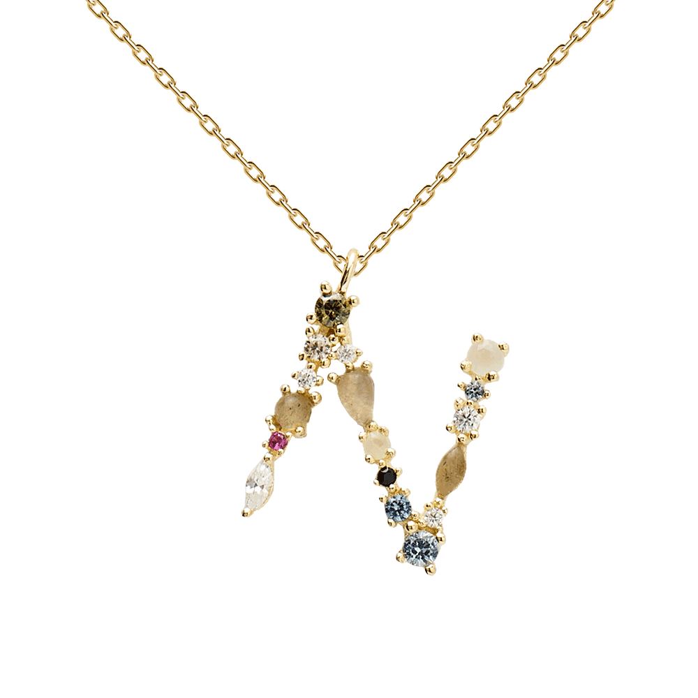 Collana con Iniziale Personalizzata in Argento Placcato Oro